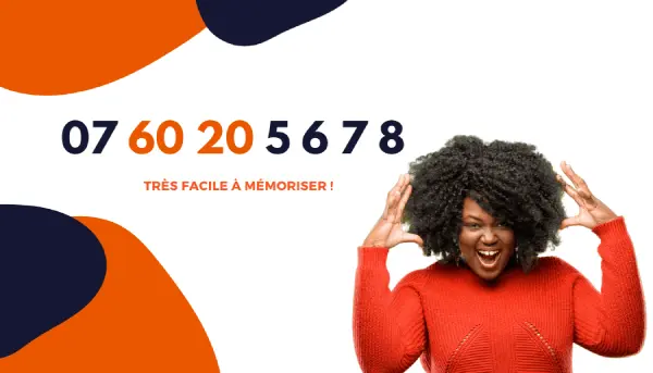 Numéro de téléphone suite super facile à retenir : 07 60 20 5 6 7 8